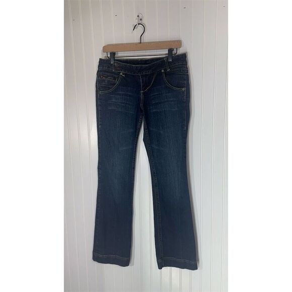 Zana Di Jeans Women’s Size 11 Bootcut Mid Rise Stretch Dark Wash Y2K Stitching - Picture 1 of 7